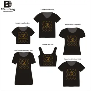 T-shirt ile özel Bling kişisel Logo Rhinestone parlak ısı transferi