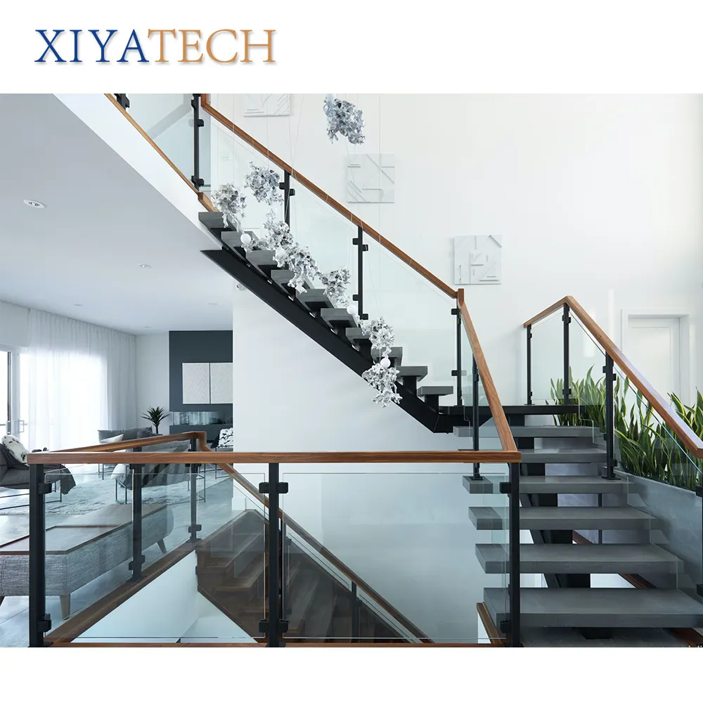 XIYATECH最新の手すり屋内屋外柱ステンレス鋼階段ガラス手すり柱ホテルヴィラ階段手すり