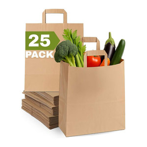Custom Disposable Eco Friendly <b>Biodegradable</b> Recyclable Kraft <b>Paper</b> Bags Twisted Handle Printing Logo Brown Food Takeaway - Product Image 1