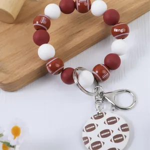 Cartoon <b>Silicone</b> <b>Beaded</b> Key Wrist Ornament Basketball Football Volleyball Pendant Sports Style Fashion Keychain - Product Image 3