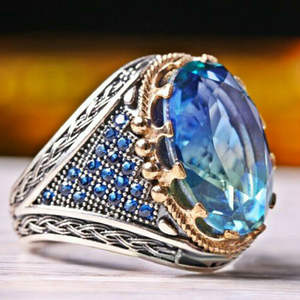 العرف الرجال السود الجزع تأكسد مجوهرات مطلية باللون الفضي أو النحاس مجوهرات - Product Image 1