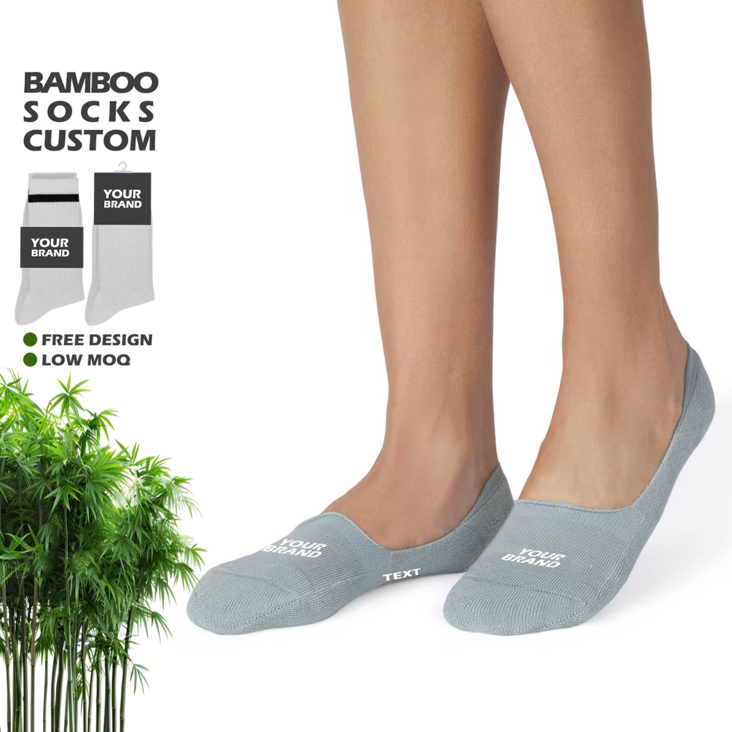 High Quality Anti-Bacterial Bamboo Fiber Socks Unisex Custom Invisible Breathable Spring Casual Dress No Show Sock Customized
