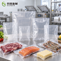 Sacs d'emballage sous vide alimentaire, pochettes sous vide à chambre, PA PE Nylon multicouche haute barrière pour viande, fruits de mer, fromage, aliments surgelés