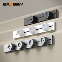 Adaptador de Enchufe de Pared Duradero BAOBEN, Tomacorriente de Cinco Orificios con Puertos USB + Tipo-C, Accesorios Eléctricos