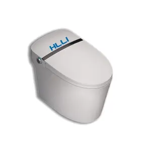 HLLI new style penumatric flushing toilet water tank floor standing toilet glass cistern smart toilet