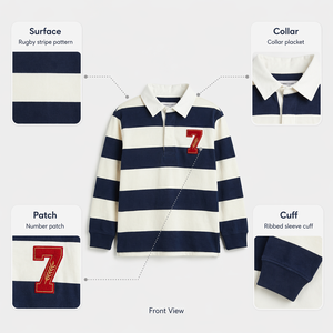 <span class=keywords><strong>Polo</strong></span> à manches longues en coton tricoté 100 % pour garçon, chemise décontractée à boutons, motif uni brodé, séchage rapide, personnalisable - Product Image 2