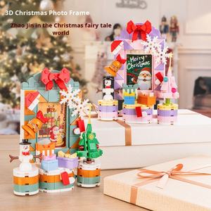 Ensembles de blocs de construction 3D éducatifs pour enfants, modèles créatifs de bonhomme de neige de Noël, ornements, cadeaux en plastique en gros, petits - Product Image 1