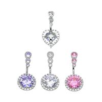 Anneaux de nombril en acier inoxydable plaqué platine en forme de cœur Freya, bijoux de corps en zircon, piercing de haute qualité, cadeau de fiançailles