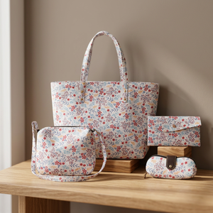 Custom Floral Print Nylon <b>Zipper</b> <b>Tote</b> <b>Bag</b> Two Straps Large Capacity Foldable Shoulder Vintage Bucket <b>Bag</b> Women Travel Daily Use - Product Image 5