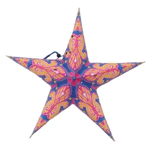 新年装饰30厘米纸星悬挂装饰折叠圣诞装饰品纸星带发光二极管