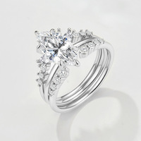 Bague de fiançailles fine en argent sterling 925 plaqué or 14 carats avec moissanite solitaire taille marquise à sept griffes