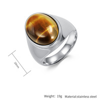 TG Nouvelle mode, bague élégante en acier inoxydable 18k de haute qualité, bague vintage ovale en œil de tigre, bague en obsidienne, cadeau de fiançailles
