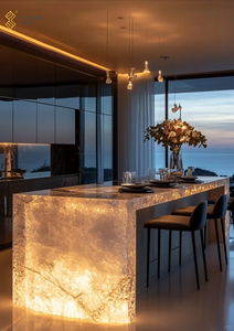 Yushi hiện đại Lumi hòn đảo đá tùy chỉnh Onyx Đá Cẩm Thạch nhà bếp Countertop cho khách sạn tiếp tân biệt thự trang trí nhà bếp - Product Image 5