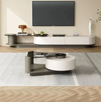 Meuble TV et table basse triangulaire en verre trempé rétractable pour petite maison et hôtel
