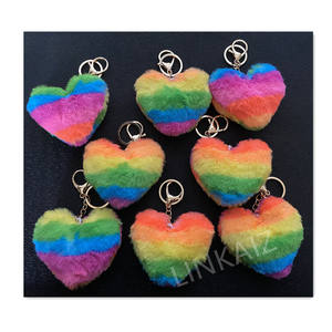 סיטונאי צבעוני פום פום פרוותי קשת keychain - Product Image 1