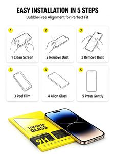 Protector de Pantalla de Vidrio Templado 3D de Alta Calidad OEM, Anti-rayones, HD Transparente, 9H, para iPhone XR, AIR, 13, 14, 15, 16, 17 Pro Max - Product Image 3