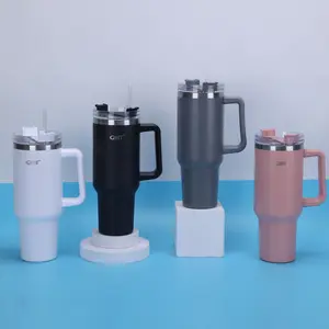 Gint Gobelet de voyage portable de grande capacité 40oz en acier inoxydable isolé sous vide avec poignée et couvercle en paille