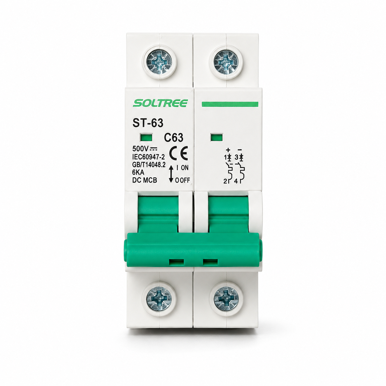 Solar DC Circuit Breaker 2P 500V 63A DIN Rail Miniature Circuit Breaker MCB for PV Solar Energy System · image 1