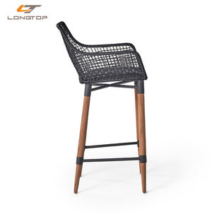 Tabouret de Bar industriel en bois de teck avec fil de velours, meilleur prix - Product Image 4