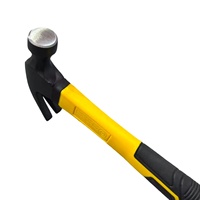 Marteau à griffes avec manche en TPR de couleur jaune et surface noire 45 #   Marteau en acier au carbone personnalisable, support OEM/ODM