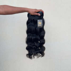 Cheveux en vrac Cheveux bruts ondulés du temple indien Paquets de cheveux bruts Vendeurs de cheveux non traités Fournisseurs de temple brut à donneur unique - Product Image 1