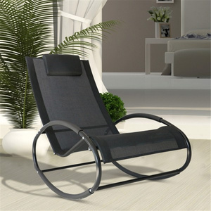 Fauteuil à bascule pliable de luxe, structure en aluminium, tissu polyester, mobilier de jardin extérieur, design contemporain - Product Image 3
