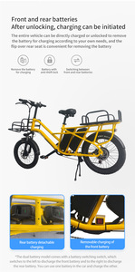 Vélo électrique <span class=keywords><strong>cargo</strong></span> en alliage d'aluminium de 20 pouces avec double batterie amovible 48V 15Ah+15Ah, frein à distance antivol, arrêt de l'alimentation, OEM/ODM - Product Image 5