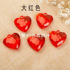 Pendentif en forme de cœur, perles acryliques à facettes, 30mm, breloques colorées pour bijoux à faire soi-même, pour un usage quotidien - Product Image 2