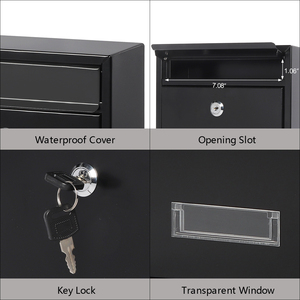 Fabricant de boîte aux lettres étanche pour l'extérieur en acier avec grand montage mural - Product Image 2