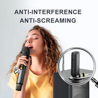 Système de microphone sans fil UHF double, corps métallique, batterie 18650, 12 canaux pour karaoké