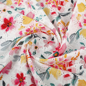 Diseño floral de impresión digital personalizado transpirable en tela de bordado de algodón 100% para ropa - Product Image 3