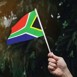 Polyester South Africa 14*21 cm Hand Held Waved <b>Flag</b> of South African Small PVC Stick for Campaign Election Decorations - Product Image 4