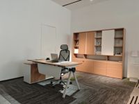 Bureau de direction moderne, poste de travail minimaliste haut de gamme avec armoires et tiroirs intégrés