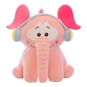 Yangzhou original manufacturer new sunrise custom cute soft plush LeLe sitting elephant animal doll toy with matched earphone