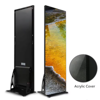 Écran LED mobile ultra-fin sur pied pour affichage publicitaire en magasin et utilisation en ascenseur avec design pliable et Wi-Fi intégré