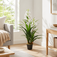 Orchidée artificielle moderne fuchsia de 90 cm de haut, en PEVA de qualité supérieure, écologique, en pot, pour la décoration de la maison, de l'hôtel ou du bureau
