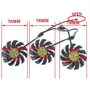 Ventilateur de refroidissement GPU 78mm LD08010S12H HT128010SU 4 broches pour Gigabyte <span class=keywords><strong>Aorus</strong></span> GTX <span class=keywords><strong>1060</strong></span> 1070 1080 G1 GTX 1070Ti 1080Ti 960 980Ti - Product Image 6