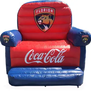 Reclame Inflatables Aangepaste Logo Afdrukken Giant Opblaasbare Blauw Rood Air Couch Safa Stoel Groothandel