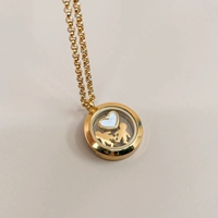 Collar Guardapelo Personalizado de Acero Inoxidable Chapado en Oro de 18K con Dije de Letra, Sonrisa, Pata, Ojo y Amor para Armar