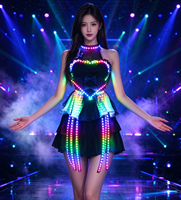 Robe de scène à franges lumineuses LED RGB, rechargeable, costume de danse lumineux pour performance de fête