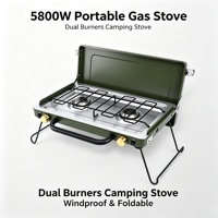 Réchaud de camping portable à double brûleur coupe-vent, cuisinière pliable pour la randonnée, les voyages et les activités de plein air