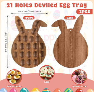 ที่ใส่ไข่21หลุมภาชนะถาดไข่ deviled ที่ทำจากไม้ผู้ถือไข่ deviled สำหรับ countertop อีสเตอร์ - Product Image 2