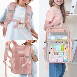 Rõ ràng Ba lô nhiệm vụ nặng nề lớn trong suốt Ba lô PVC xem qua bookbag cho đại học làm việc du lịch màu hồng rõ ràng Ba lô - Product Image 6
