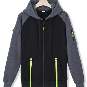 Sudadera con capucha de doble cremallera para hombre de fabricación personalizada de alta calidad, chaqueta recubierta de manga larga con cremallera, diamantes de imitación de gran tamaño - Product Image 1