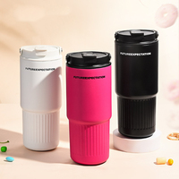 Tumbler Baja Tahan Karat 316 750Ml dengan Tutup Lipat Mug Kopi Perjalanan Portabel Cangkir Mobil Terisolasi Vakum Anti Bocor Logo Kustom