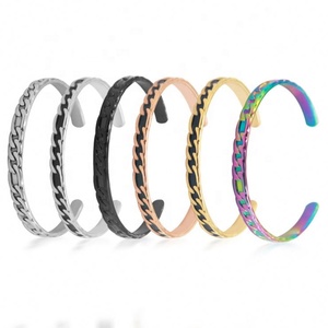 <b>Stainless</b> <b>Steel</b> <b>Bracelet</b> Chain and Hand Cuff <b>Bracelet</b> Wedding Bangle Cuff - Product Image 3