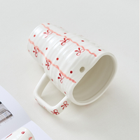 Grande tasse à lait en céramique écologique, créative, colorée sous glaçure, en forme de cœur et de nœud, compatible micro-ondes et lave-vaisselle, certifiée CE