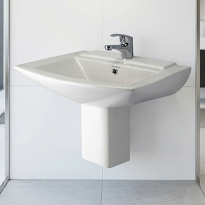 Cheap Price High Quality Fashionable Sanitary Ware Ceramic Bathroom Sink Two Piece Half Pedestal Basin - Product Image 6