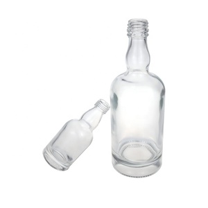 Unique 500ml 700ml Bottle Flat Travel Small Glass Flask Liquor Bottle Whiskey
