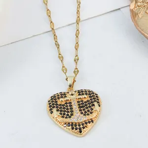 Gold-Gold-Herz-Piratenschmuck-Muster Anhänger-Halsband für Damen für den täglichen Gebrauch Mode Schmuck-Zubehör